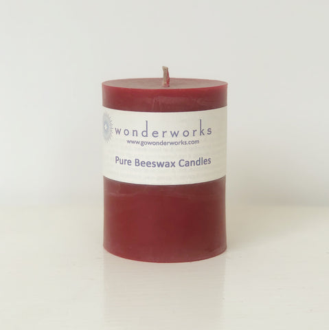 Beeswax Red Pillar Candle Wonderworks BeeGlo