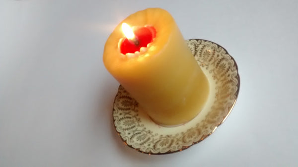 Beeswax Pillar Red and Natural Beeswax BeeGlo Candles Wonderworks