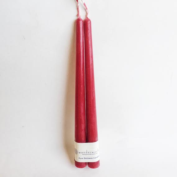 Beeswax Taper Candles Red Beeswax BeeGlo Wonderworks